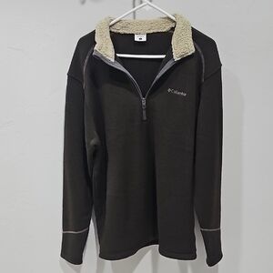 Columbia Men's Brown 1/4 Zip-Up Sweater with Tan Collar